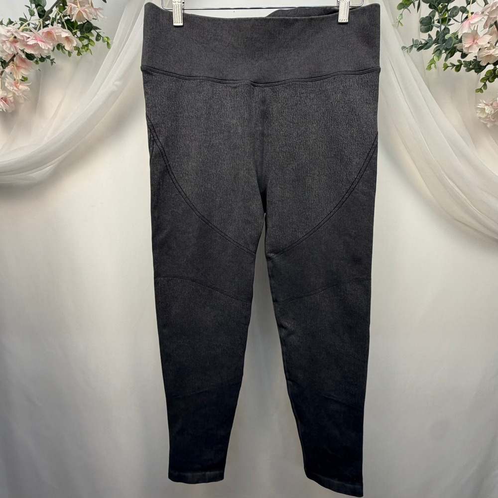 OFFLINE by Aerie Womens XL 7/8 Leggings Hi-Rise Ribbed Grey Acid Wash Contoured